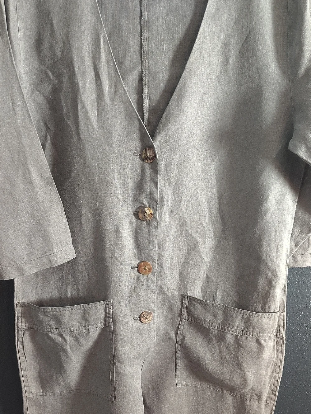 ZARA Lillian Light Gray Chic Effortless Button-Front Minimalist Utility Jumpsuit